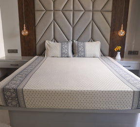 100% cotton Grey and Beige Jacquard Woven Bed Cover