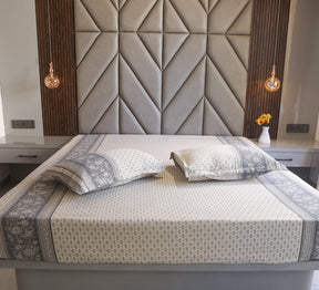 100% cotton Grey and Beige Jacquard Woven Bed Cover