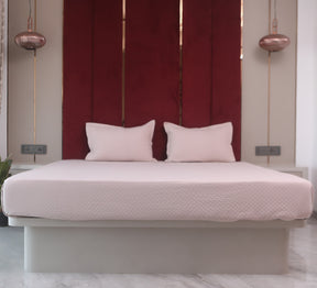 100% cotton woven self checks bed cover