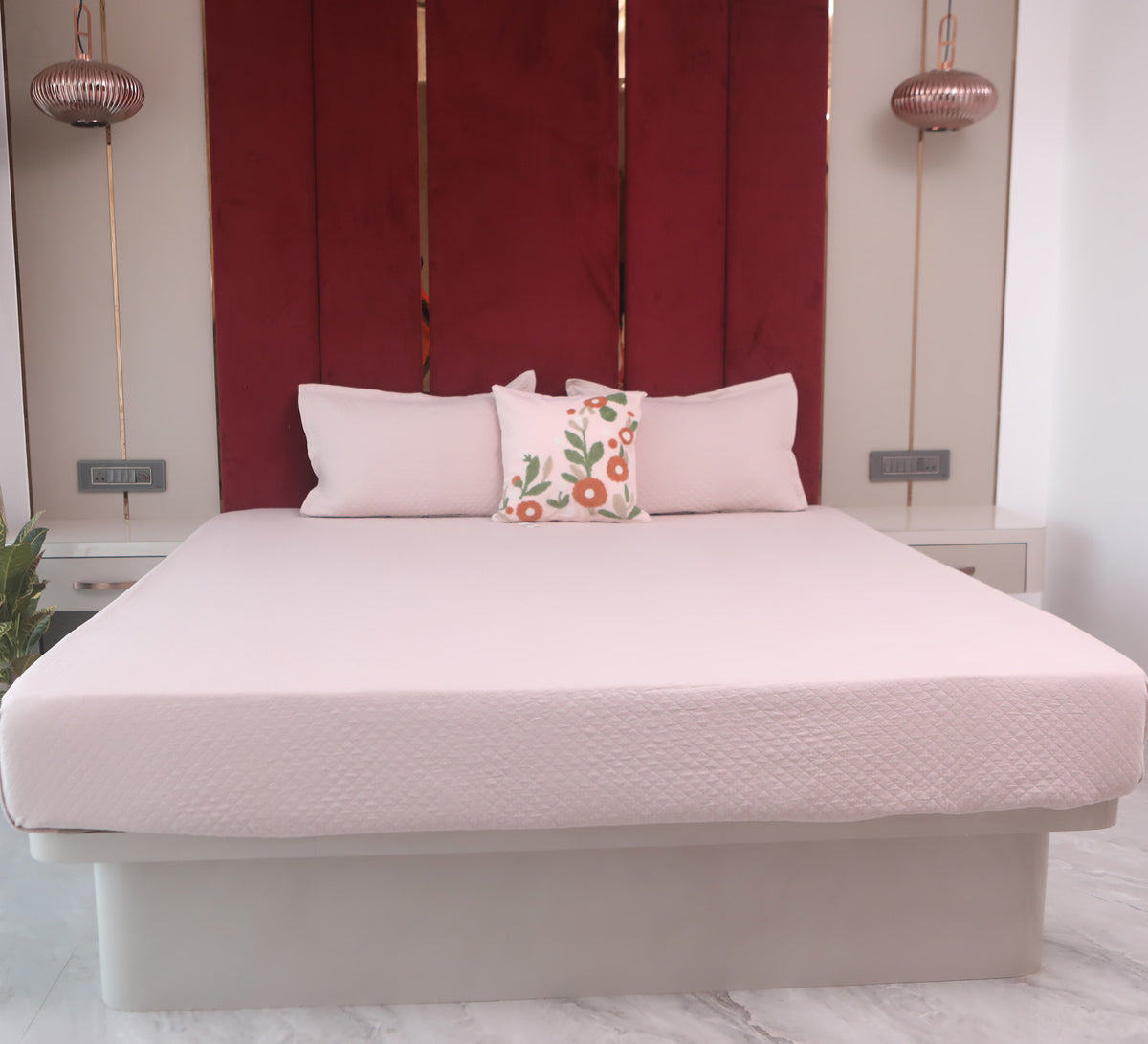 100% cotton woven self checks bed cover