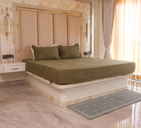 Olive jacquard Woven double bed cover