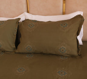 Olive jacquard Woven double bed cover