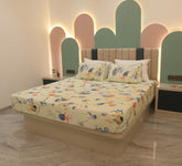 Yellow Bird Printed Bed Cover