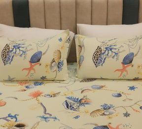 Yellow Bird Printed Bed Cover
