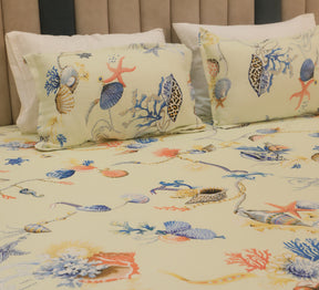 Yellow Bird Printed Bed Cover