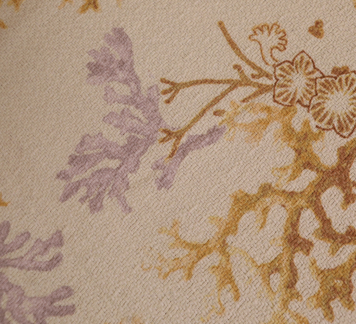 Yellow Coral Print Double Bed Cover