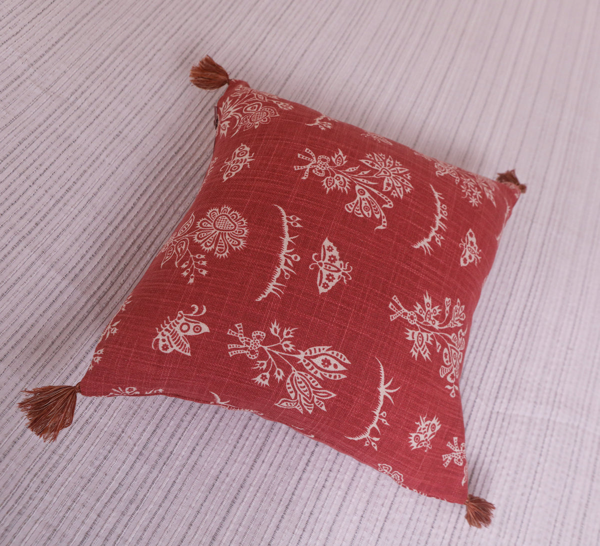 Rust flora 100% cotton Cushion Cover