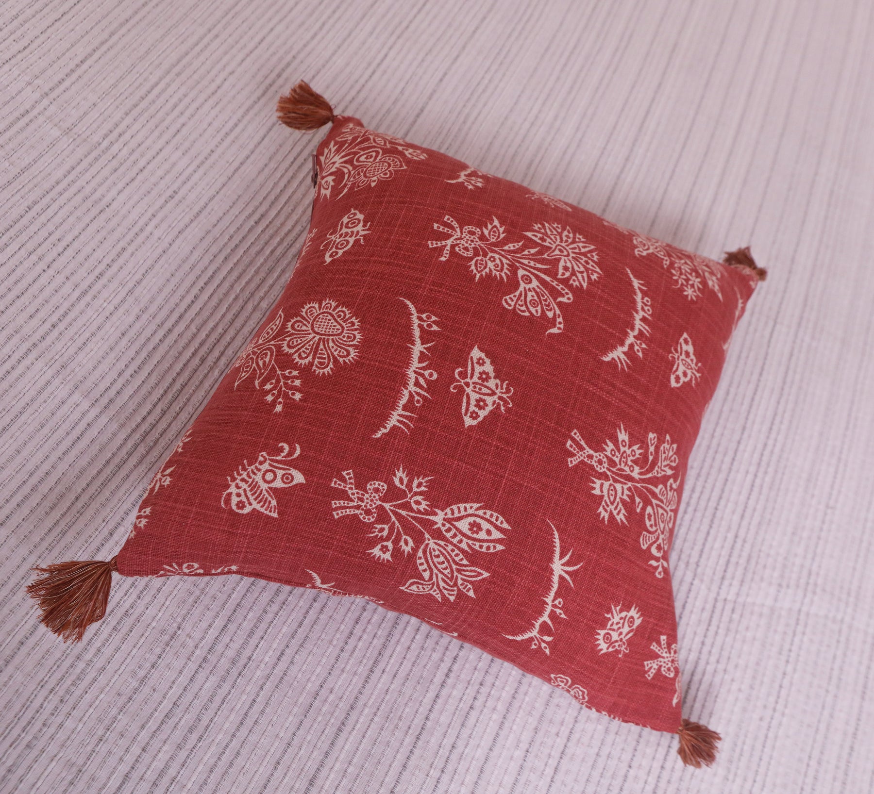 Rust flora 100% cotton Cushion Cover