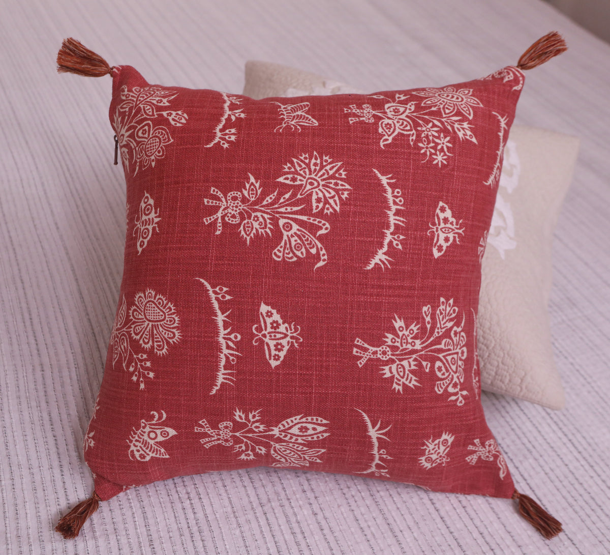 Rust flora 100% cotton Cushion Cover