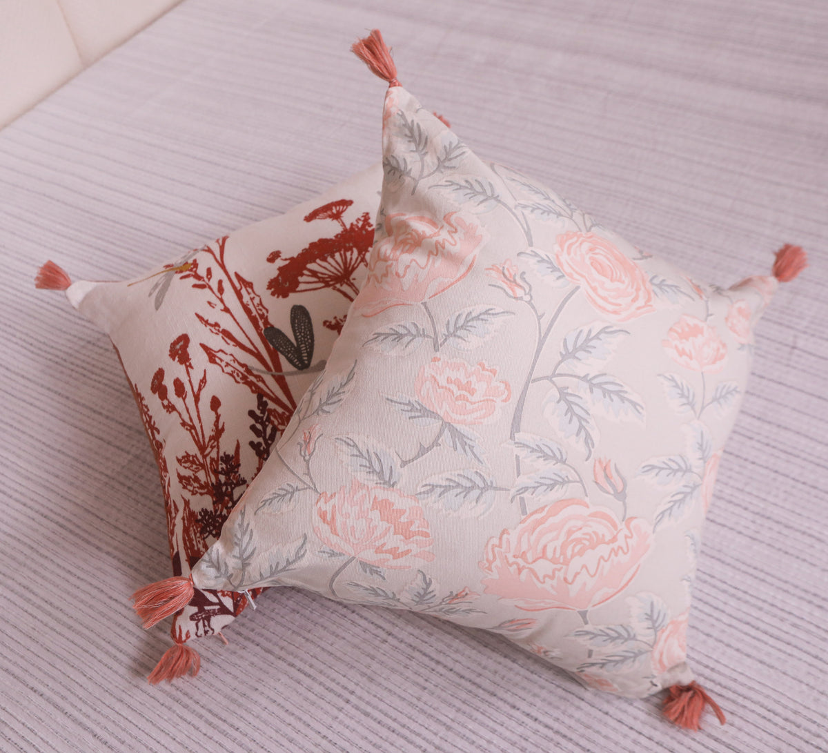 Peach nature  printed 100% cotton cushion cover