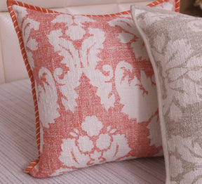 Orange Cotton Slub Floral Cushion Cover