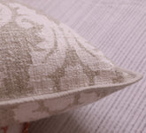 Beige Cotton Slub Floral  Cushion Cover