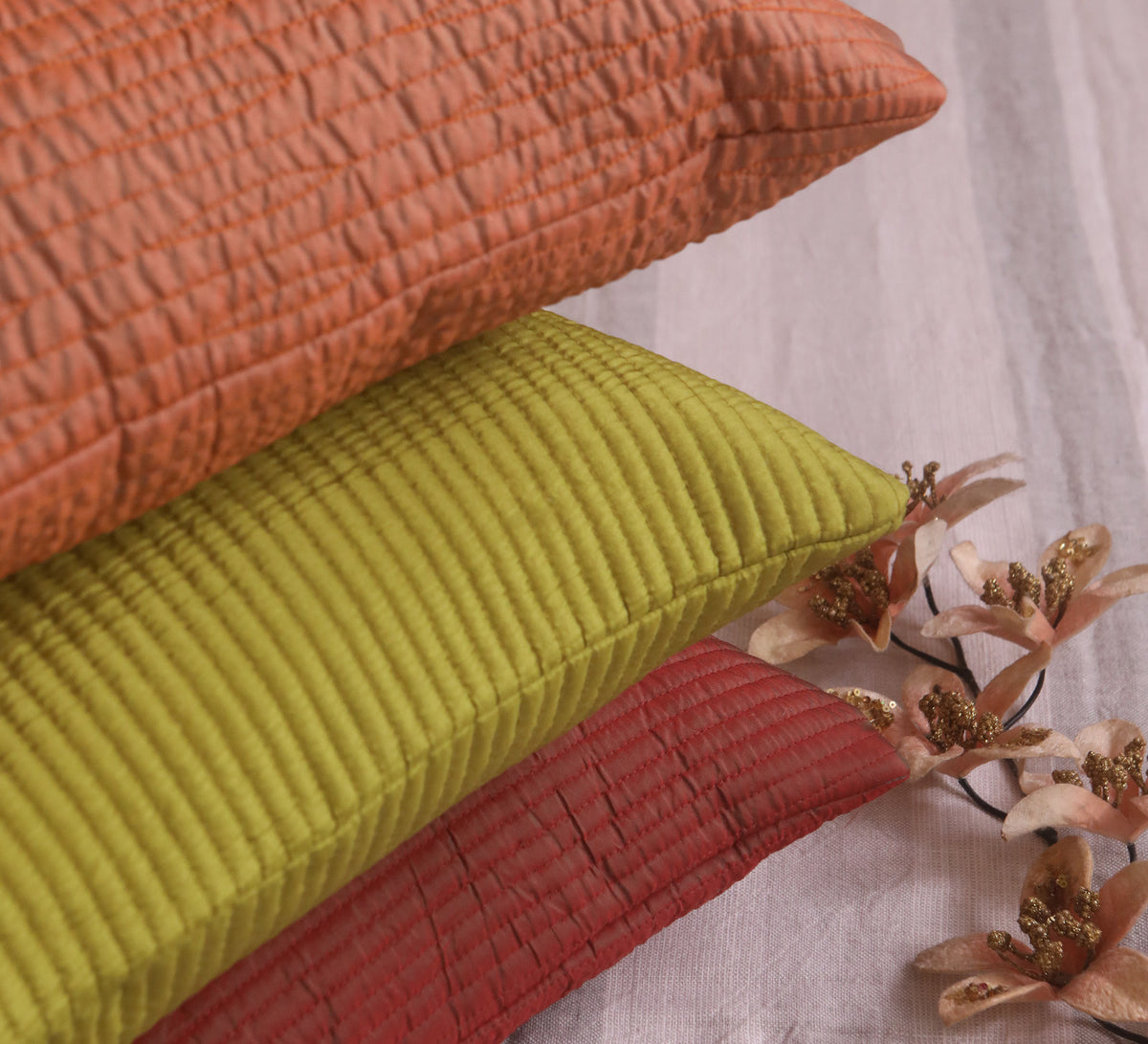 Quilted Silk Cushion Cover