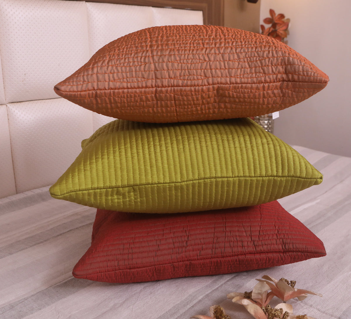 Quilted Silk Cushion Cover