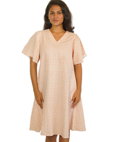 Taru and agni coral on white printed dress