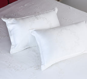 Cotton Satin White Embrioded Double Bed Cover