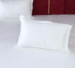 Cotton Satin White Embrioded Double Bed Cover