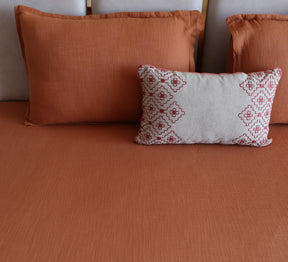 Rust Orange 100% Cotton Slub Solid Bedsheet