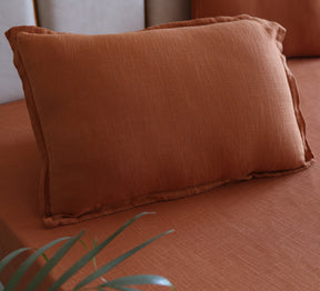 Rust Orange 100% Cotton Slub Solid Bedsheet