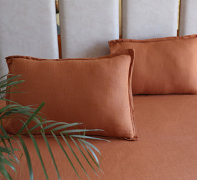Rust Orange 100% Cotton Slub Solid Bedsheet