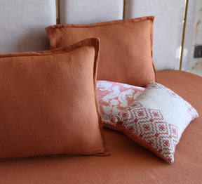 Rust Orange 100% Cotton Slub Solid Bedsheet