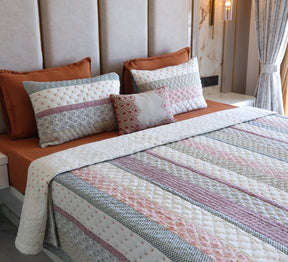 100% Cotton Patch work hand quilted double bed quilt