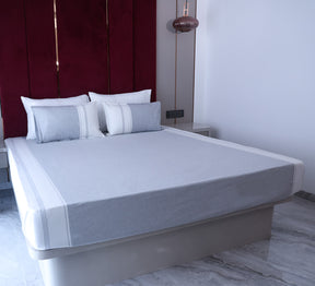 Organic Cotton Grey and White Double bed cover