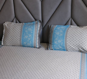 Jacquard Woven Blue and Grey Double Bed Cover