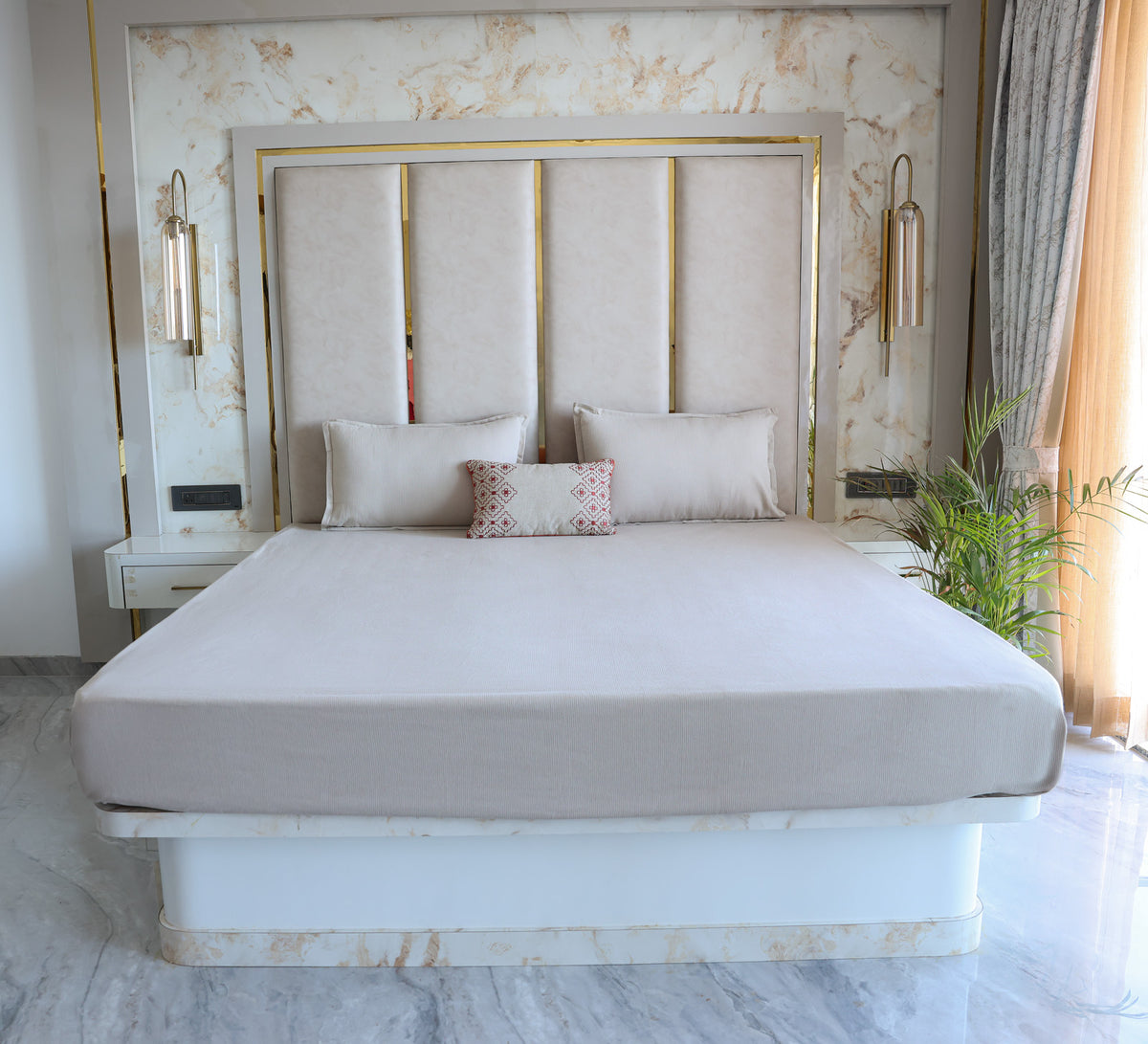 Ribbed 100% cotton bed sheet