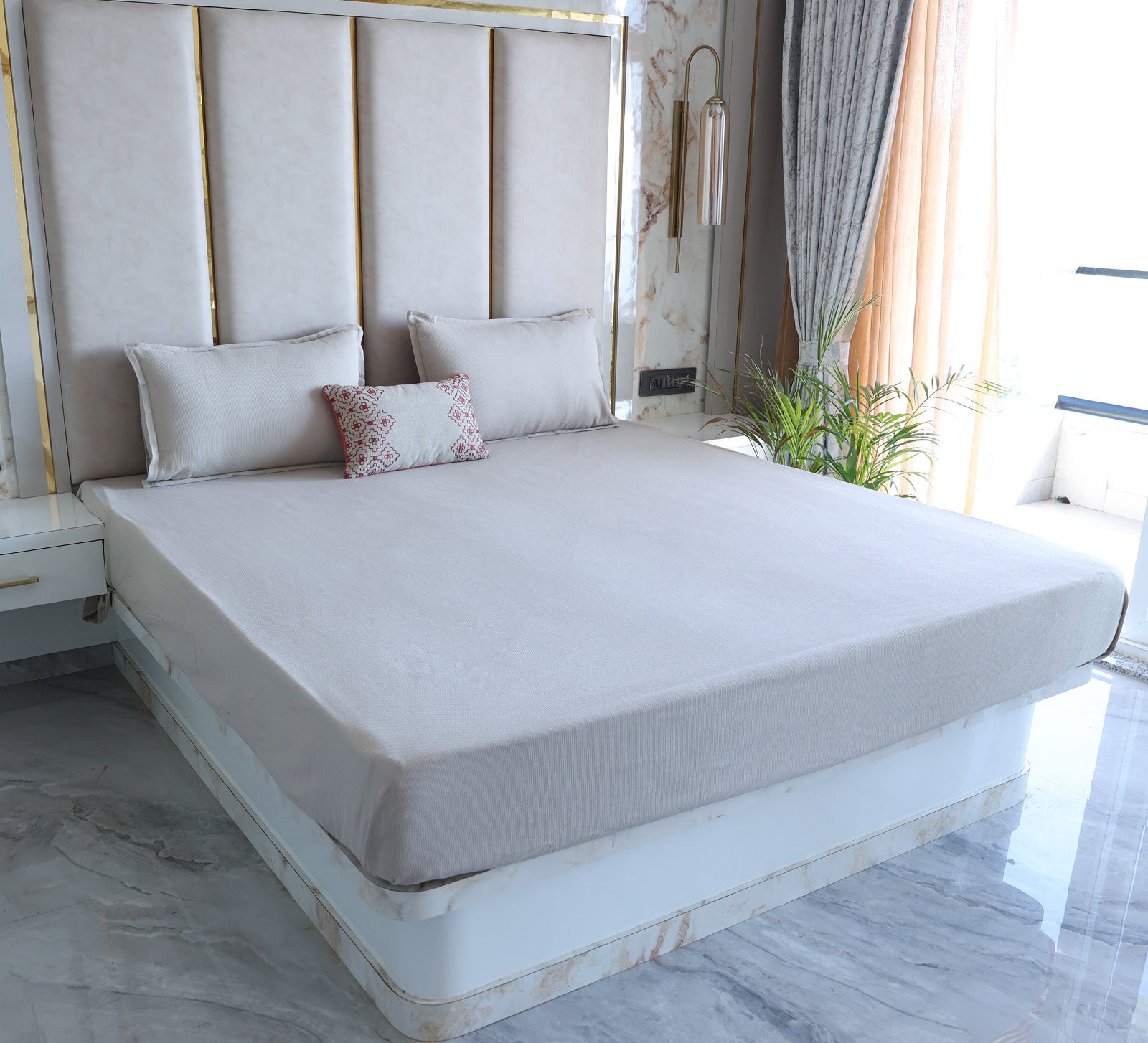 Ribbed 100% cotton bed sheet