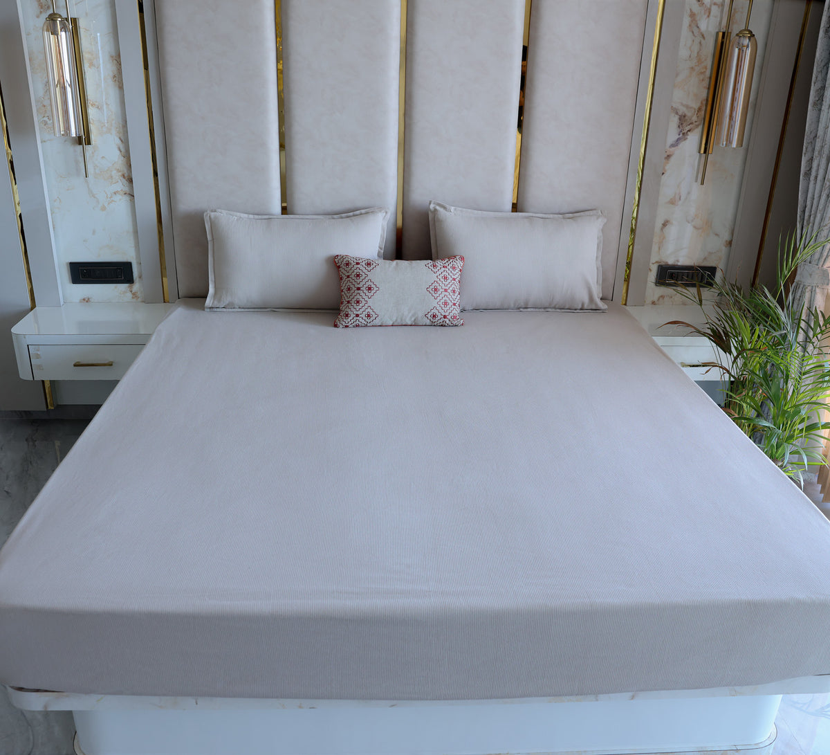 Ribbed 100% cotton bed sheet