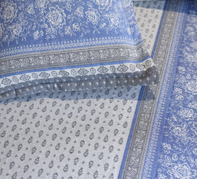 Jacquard Woven Navy Blue and Grey Double Bed Cover