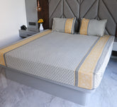 Jacquard woven Yellow and Grey Double Bed Cover