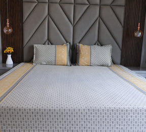 Jacquard woven Yellow and Grey Double Bed Cover