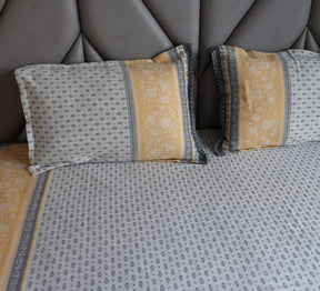 Jacquard woven Yellow and Grey Double Bed Cover