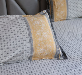 Jacquard woven Yellow and Grey Double Bed Cover