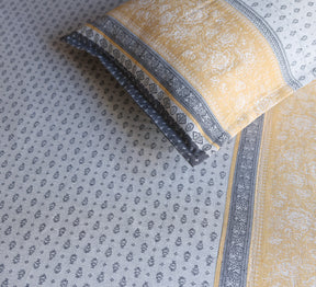 Jacquard woven Yellow and Grey Double Bed Cover