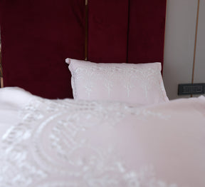 Pink 100% Cotton Embroided Double bed sheet