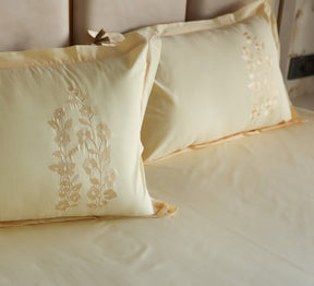 Yellow Chambray Embroided bed sheet