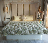 Yellow Floral Cotton Single bed Quilt
