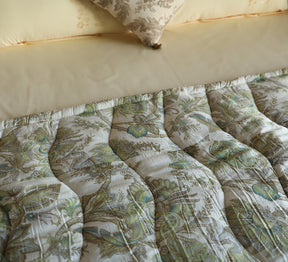 Yellow Floral Cotton Single bed Quilt