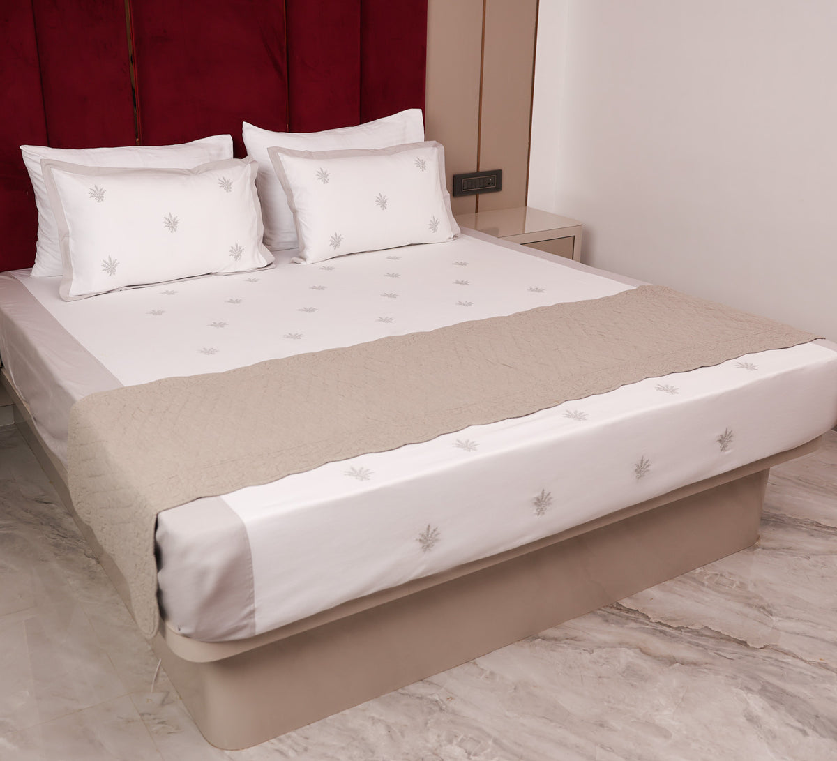 Quilted hand embroided Bed Runner