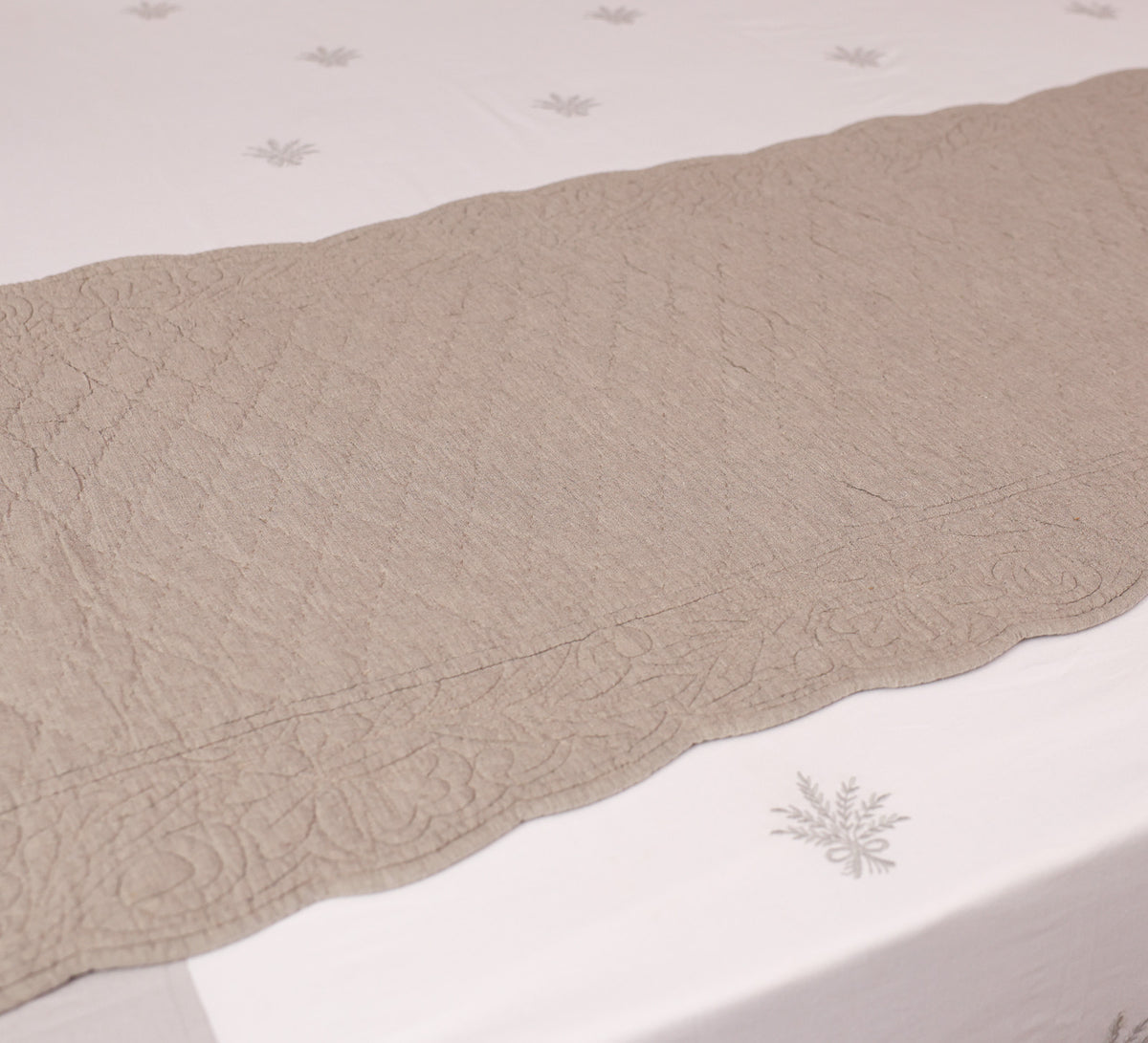 Quilted hand embroided Bed Runner