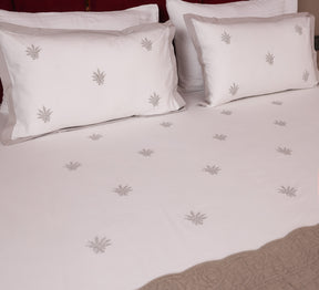 White 100% Cotton Embroidered bed sheet