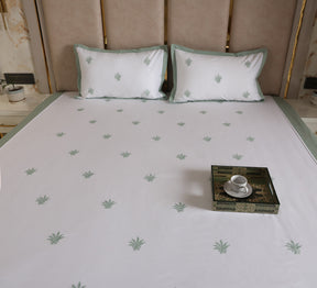White 100% Cotton Embroidered bed sheet