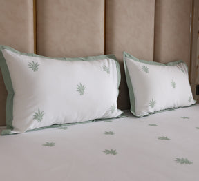 White 100% Cotton Embroidered bed sheet