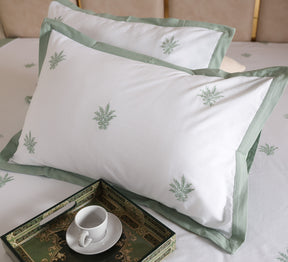 White 100% Cotton Embroidered bed sheet