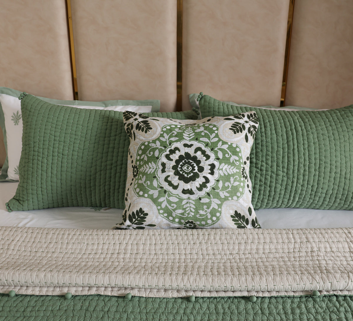Cotton woven Embriodary on Printed Cushion Cover