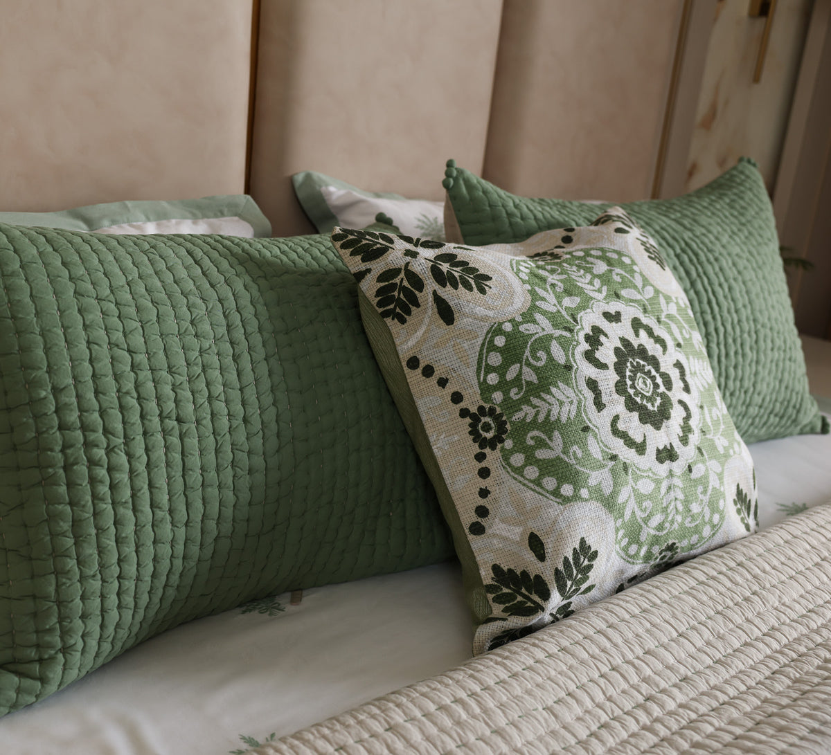 Cotton woven Embriodary on Printed Cushion Cover