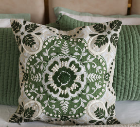 Cotton woven Embriodary on Printed Cushion Cover